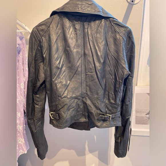 DIESEL light leather jacket. Asymmetrical zipper with collar. Fabric lined. Sz S - Picture 3 of 6